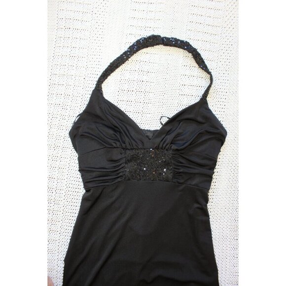 VTG Jessica McClintock Gunne Sax Black Maxi Sheath Dress Size 5/S Prom sequins - Picture 8 of 12